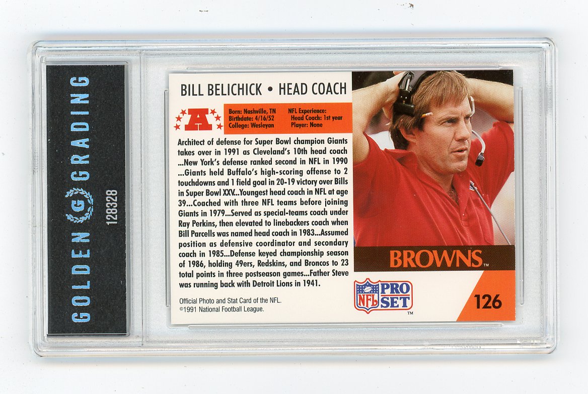 1991 Bill Belichick Rookie Pro Set Cleveland Browns # 126