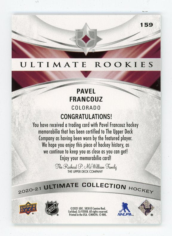 2020-2021 Pavel Francouz Ultimate Rookies #D /649 Ultimate Colorado Avalanche # 159