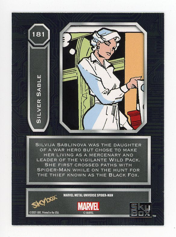 2021 Silver Sable High Series Yellow FX Metal Universe Skybox Marvel # 181