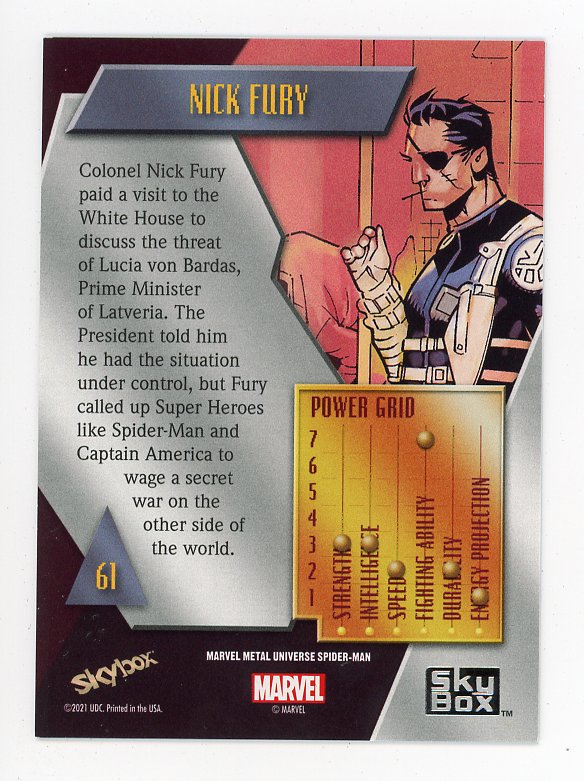 2021 Nick Fury Yellow FX Metal Universe Skybox Marvel # 61
