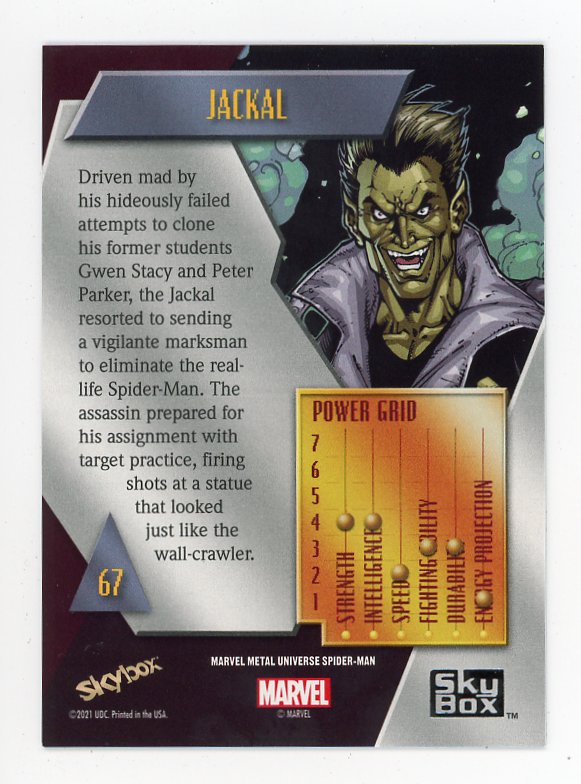 2021 Jackal Yellow FX Metal Universe Skybox Marvel # 67