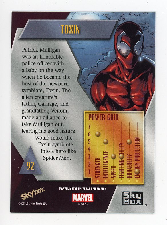 2021 Toxin Yellow FX Metal Universe Skybox Marvel # 92