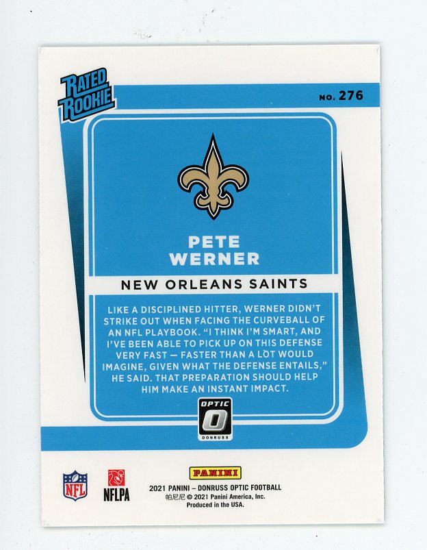 2021 Pete Werner Rated Rookie Panini Optic New Orleans Saints # 276