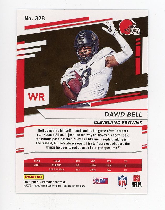 2022 David Bell Rookie Prestige Cleveland Browns # 328