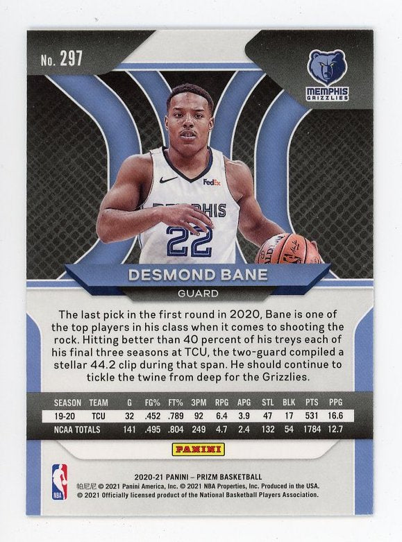 2020-2021 Desmond Bane Rookie Panini Memphis Grizzlies # 297