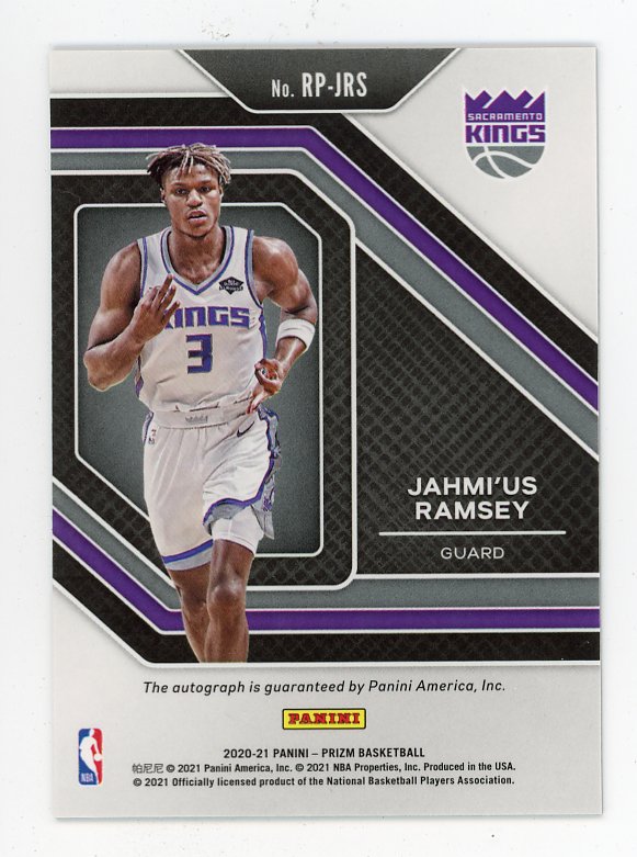 2020-2021 Jahmi'us Ramsey Rookie Auto Panini Sacramento Kings # RP-JRS