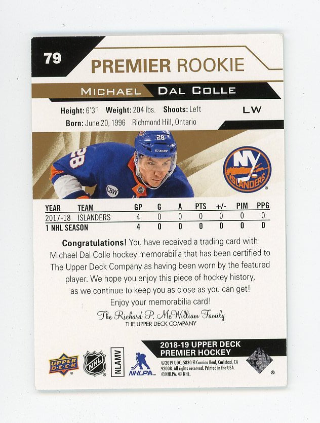 2018-2019 Michael Dal Colle Premier Rookie Jersey Upper Deck New York Islanders # 79