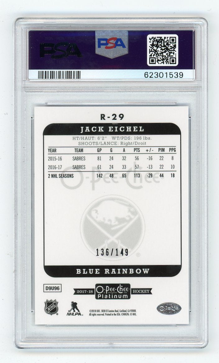 2017-2018 Jack Eichel Retro Blue Rainbow #D /149 PSA 10 O-Pee-Chee Buffalo Sabres # R-29