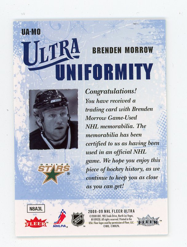 2008-2009 Brenden Morrow Ultra Uniformity Fleer Dallas Stars # UA-MO