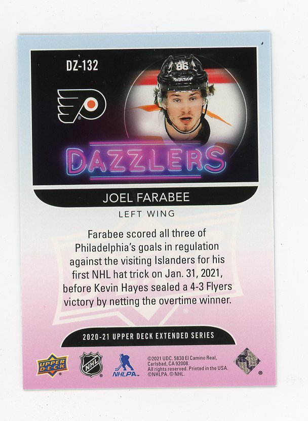 2020-2021 Joel Farabee Blue Dazzler Upper Deck Philadelphia Flyers # DZ-132