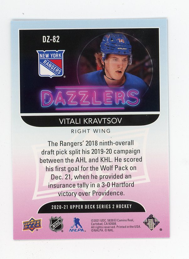 2020-2021 Vitali Kravtsov Blue Dazzler Upper Deck New York Rangers # DZ-82