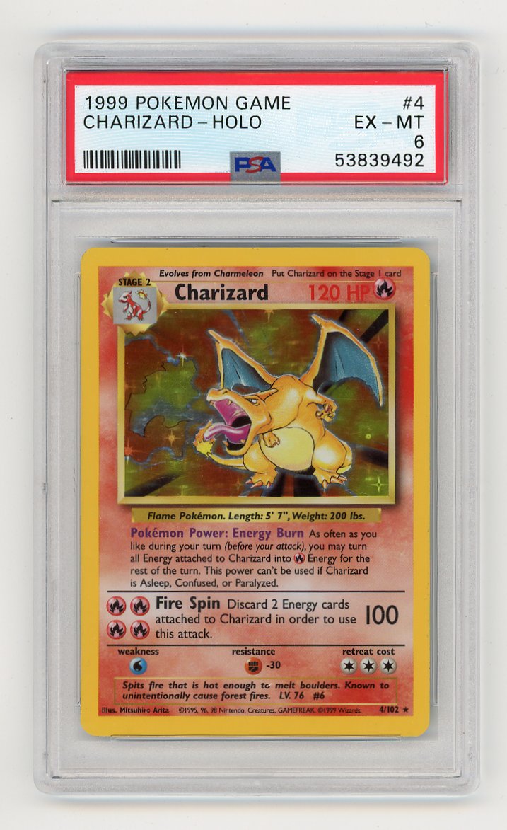 1999 Charizard 4/102 Holo Pokemon PSA 6 Base