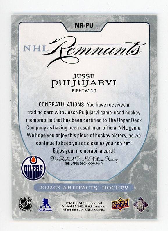 2022-2023 Jesse Puljujarvi NHL Remnants Artifacts Upper Deck Edmonton Oilers # NR-PU