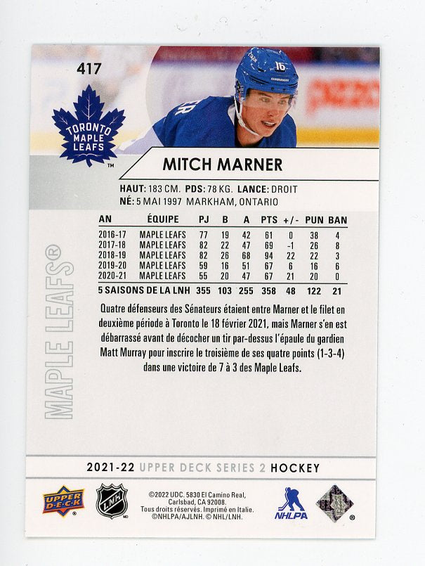 2021-2022 Mitch Marner French Variant Upper Deck Toronto Maple Leafs # 417