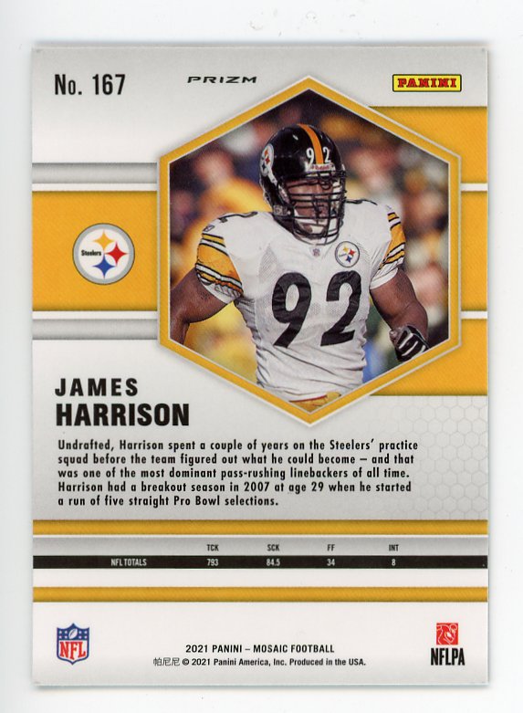 2021 James Harrison Prizm Mosaic Panini Pittsburgh Steelers # 167