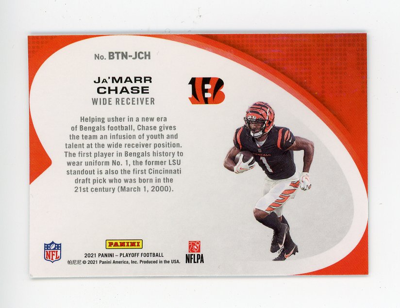 2021 Ja'marr Chase Rookie Behind The Numbers Playoff Cincinnati Bengals # BTN-JCH