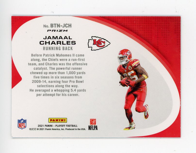 2021 Jamaal Charles Blue Prizm Behind The Numbers Playoff Kansas City Chiefs # BTN-JCH