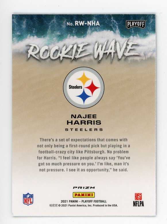 2021 Najee Harris Rookie Wave Blue Playoff Panini Pittsburgh Steelers # RW-NHA