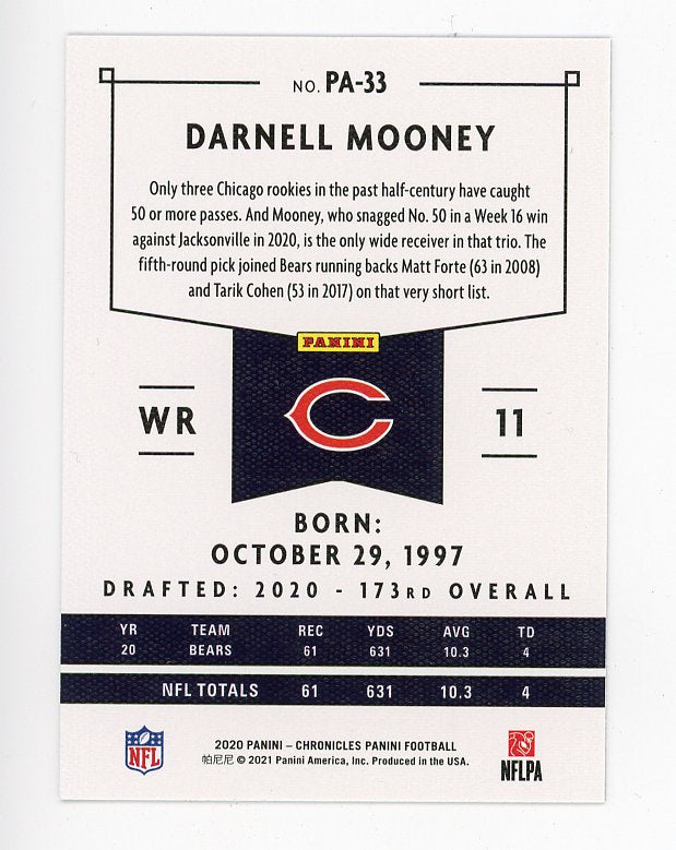 2020 Darnell Mooney Rookie Chronicles Chicago Bears # PA-33
