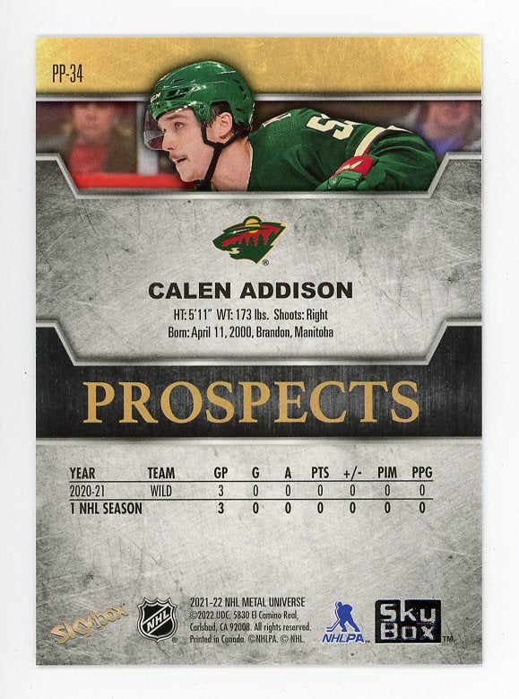 2021-2022 Calen Addison Prospects Metal Universe Minnesota Wild # PP-34