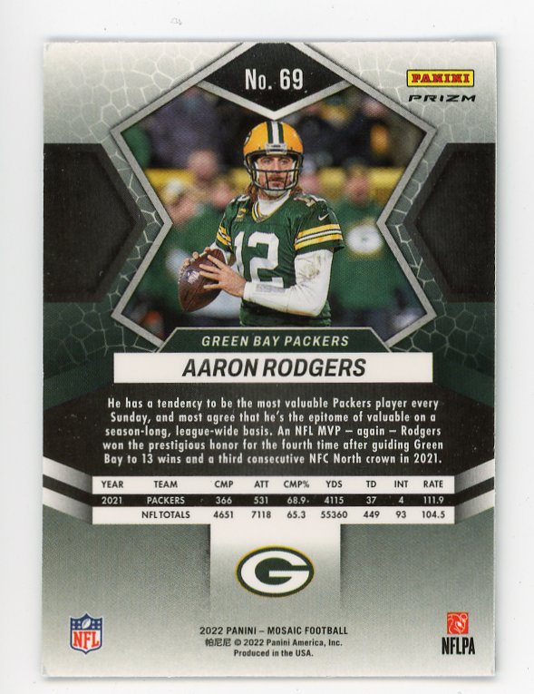 2022 Aaron Rodgers Green Prizm Mosaic Green Bay Packers # 69