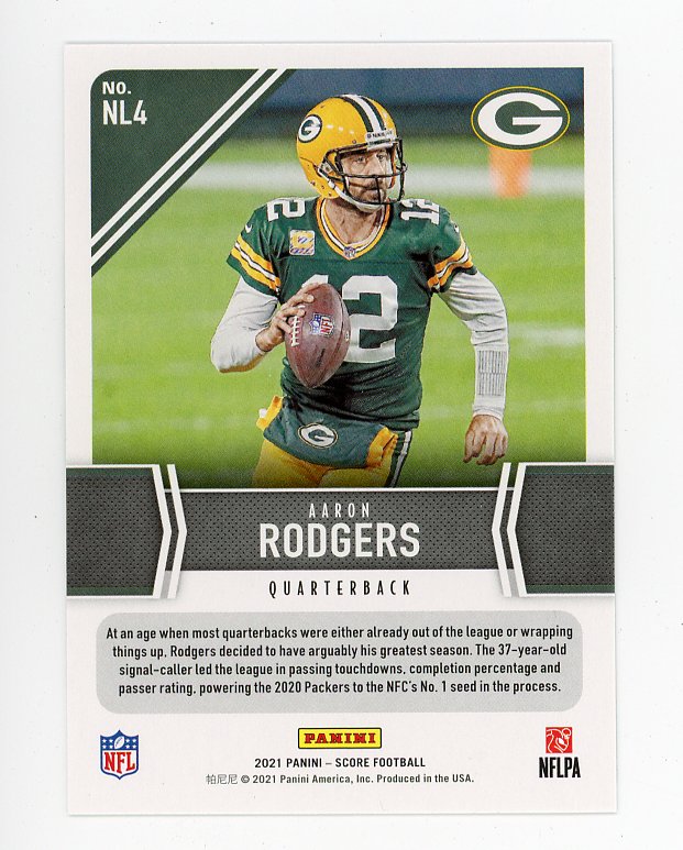 2021 Aaron Rodgers Next Level Score Green Bay Packers # NL4