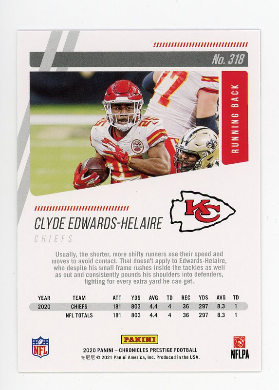 2020 Clyde Edwards-Helaire Rookie Prestige Kansas City Chiefs # 318
