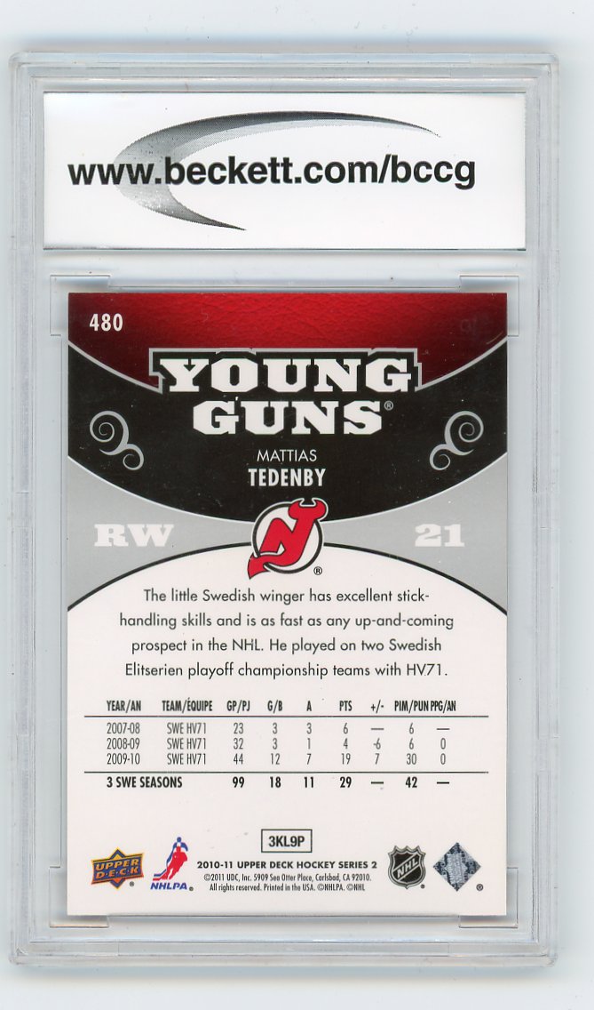 2010-2011 Mattias Tedenby Young Guns BCCG 10 Upper Deck New Jersey Devils # 480