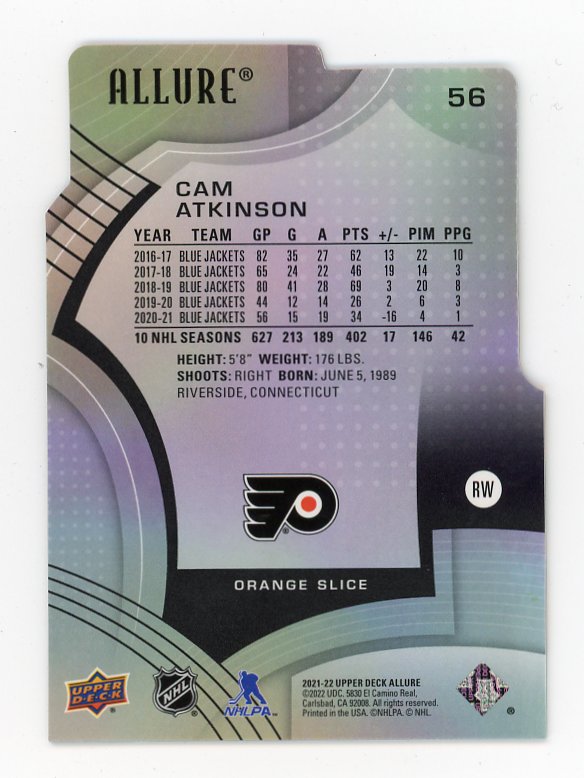 2021-2022 Cam Atkinson Orange Slice Die Cut Allure Philadelphia Flyers # 56