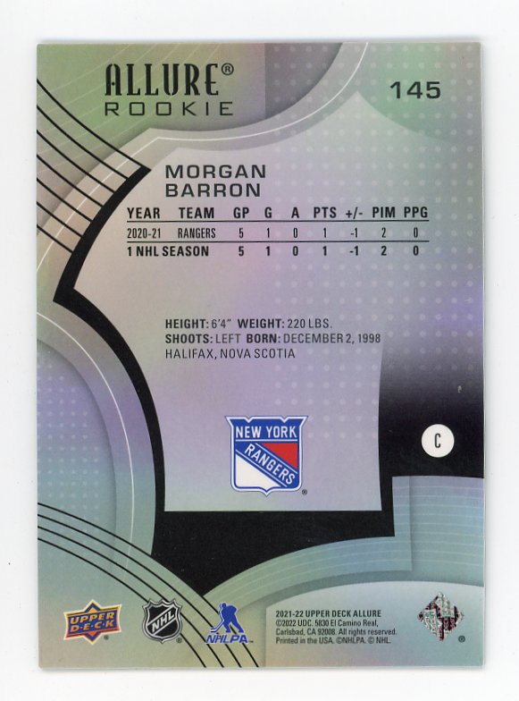2021-2022 Morgan Barron Rookie Allure New York Rangers # 145