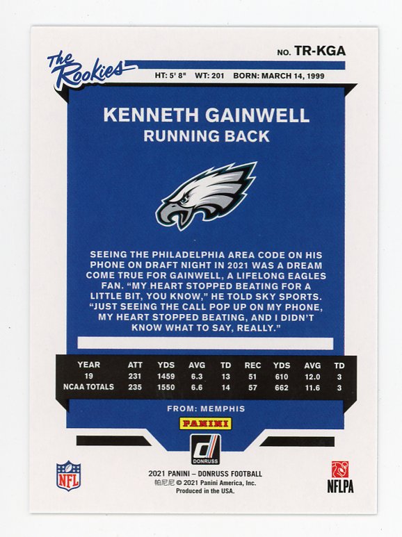 2021 Kenneth Gainwell The Rookies Panini Philadelphia Eagles # TR-KGA