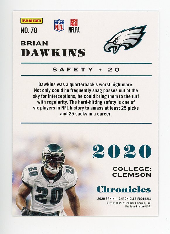 2021 Brian Dawkins Pink Chronicles Panini Philadelphia Eagles # 78