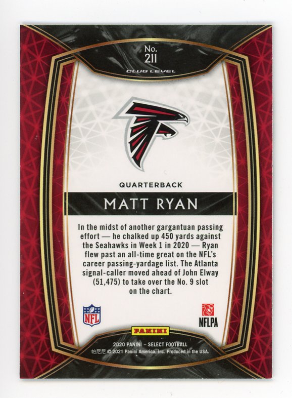 2020 Matt Ryan Club Level Select Panini Atlanta Falcons # 211