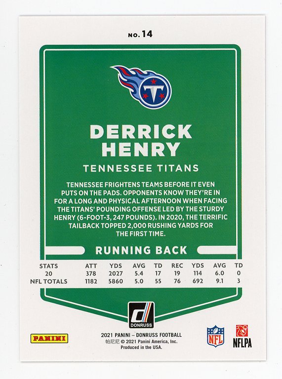 2021 Derrick Henry Red Press Proof Panini Tennessee Titans # 14