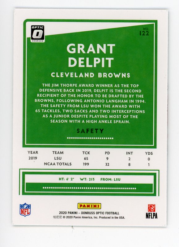 2020 Grant Delpit Rookie Optic Panini Cleveland Browns # 122