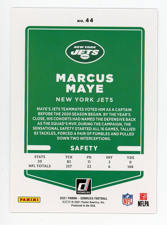 2021 Marcus Maye Red Press Proof Donruss Panini New York Jets # 44