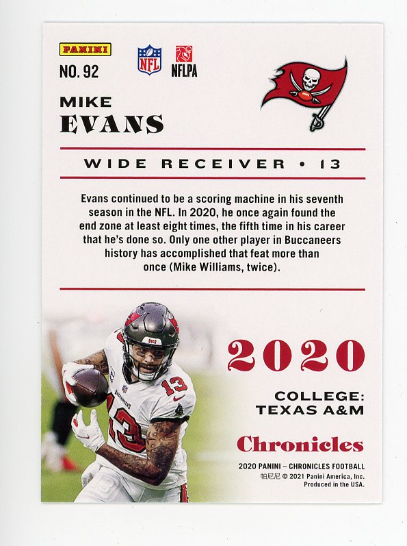2020 Mike Evans Pink Chronicles Panini Tampa Bay Buccaneers # 92