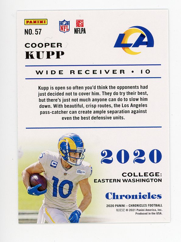 2020 Cooper Kupp Pink Chronicles Panini Los Angeles Rams # 57