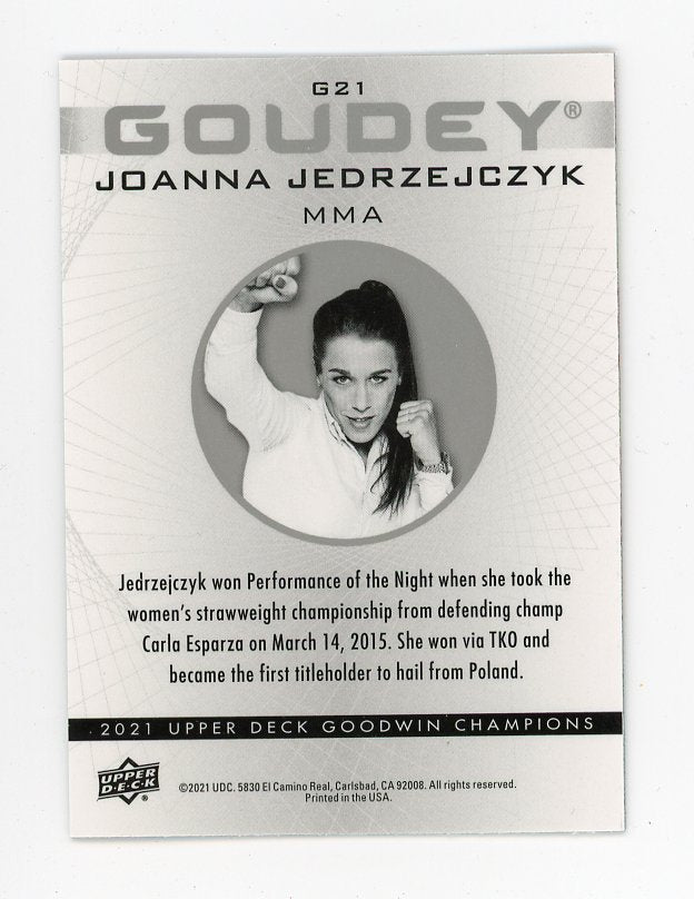 2021 Joanna Jedrzejczyk Goudey Platinum Goodwin Champions # G21
