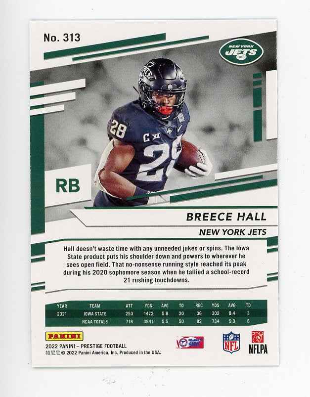 2022 Breece Hall Rookie Prestige Panini New York Jets # 313