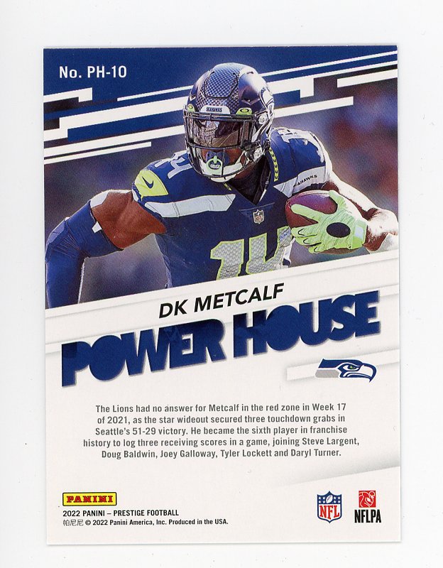 2022 DK Metcalf Power House Prestige Panini Seattle Seahawks # PH-10