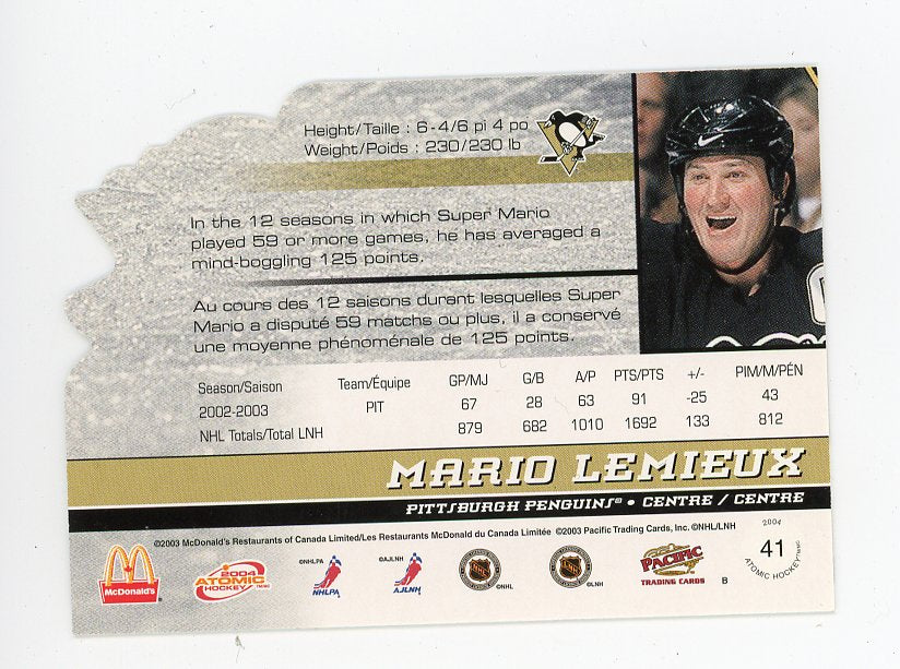 2004 Mario Lemieux Die Cut Atomic Pittsburgh Penguins # 41