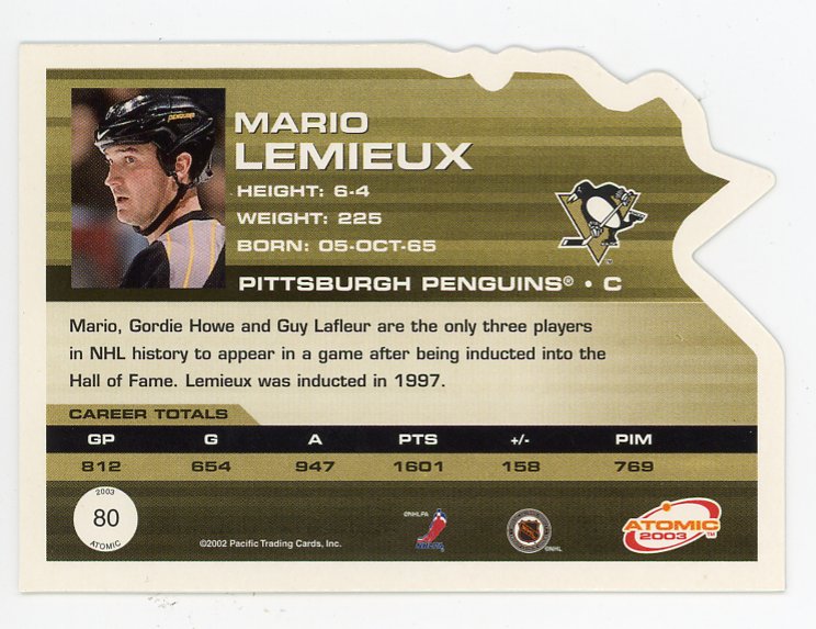 2003 Mario Lemieux Die Cut Atomic Pittsburgh Penguins # 80