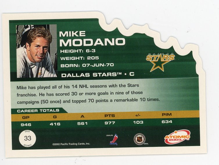 2003 Mike Modano Die Cut Atomic Dallas Stars # 33