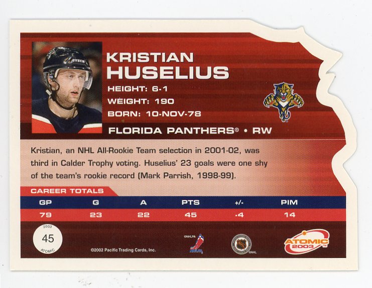 2003 Kristian Huselius Die Cut Atomic Florida Panthers # 45