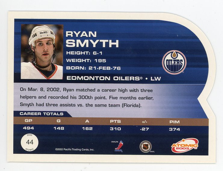 2003 Ryan Smith Die Cut Atomic Edmonton Oilers # 44