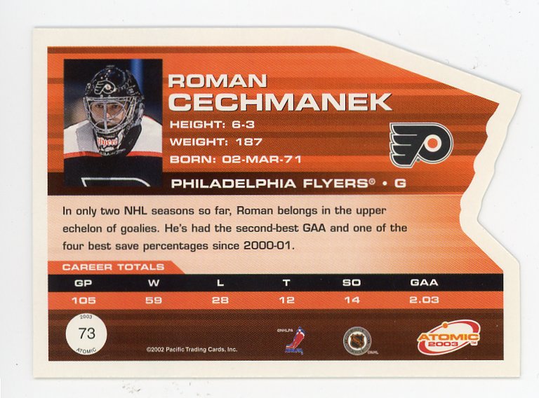 2003 Roman Cechmanek Die Cut Atomic Philadelphia Flyers # 73