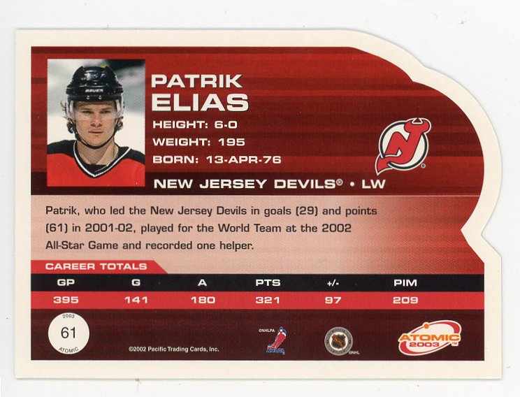 2003 Patrik Elias Die Cut Atomic New Jersey Devils # 61