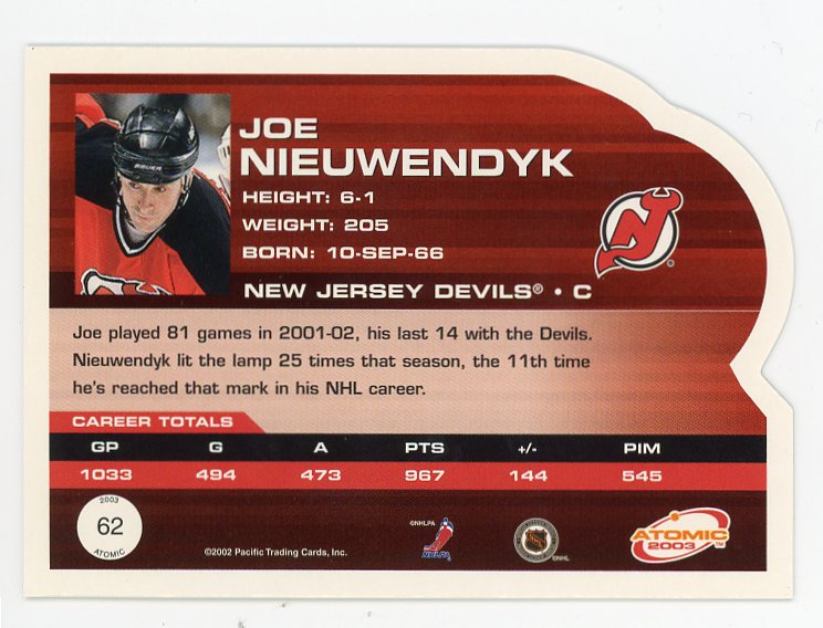 2003 Joe Nieuwendyk Die Cut Atomic New Jersey Devils # 62