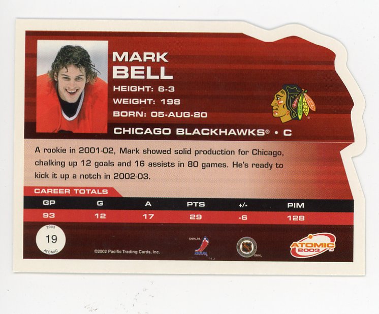 2003 Mark Bell Die Cut Atomic Chicago Blackhawks # 19